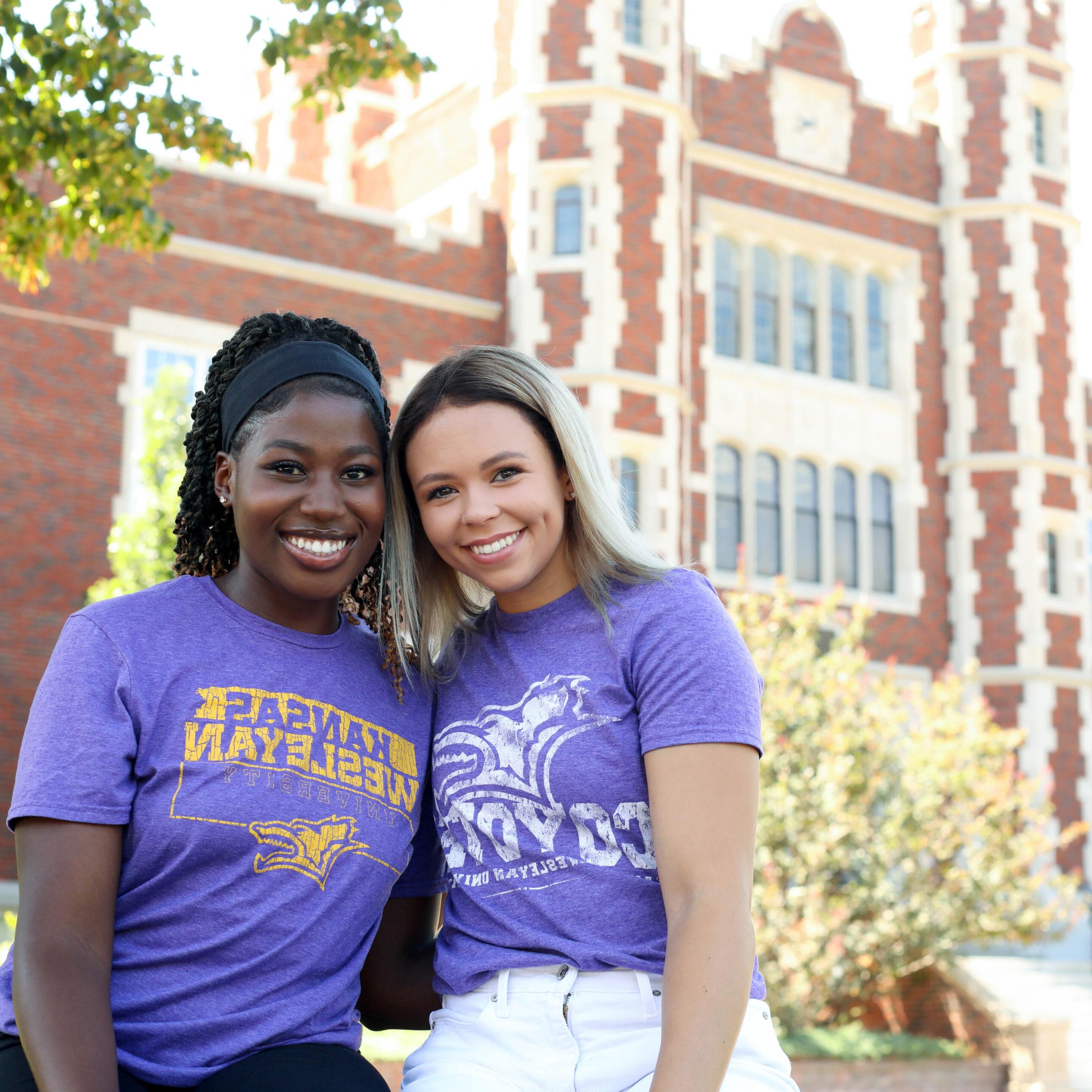 Students in front of Pioneer Hall